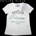 フィリッププレイン PHILIPP PLEIN レディース トップス 半袖 Tシャツ ロゴ ラインストーンクラウン/PRINSESSロゴ付Tシャツ 色違い(ブラ...