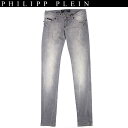 フィリッププレイン PHILIPP PLEIN レディース ボトムス パンツ デニム ジーンズ ロゴレザーパッチ付きペイント加工スリムジーンズ グレー 灰色 CW560002 10RD 13A (R74800)