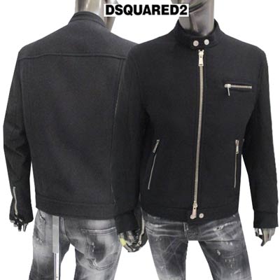 楽天ガッツ ブランドショップディースクエアード DSQUARED2 メンズ アウター ジャケット コート ファスナー使い ジッパー使い ロゴ ボタン/ジップロゴ刻印・ウールシングルライダースジャケット 黒 ブラック イエロー S71AM0373 S40936 090 12A （R131000）【送料無料】【smtb-TK】