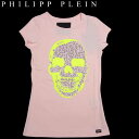 フィリッププレイン PHILIPP PLEIN レディース トップス インナー カットソー Tシャツ ノースリーブ ブランドロゴメタルプレート ラインストーンビ...