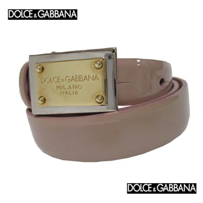 バックルベルト 【訳アリ】ドルチェ＆ガッバーナ DOLCE&GABBANA レディース 小物 ベルト エナメルレザーベルト ドルガバ ※訳アリ商品(汚れ有) ドルガバロゴゴールドプレートバックルベルト ユニセックス可 ピンク BE0795 A1471 80405 ROSA 14S (R40900)【送料無料】【smtb-TK】