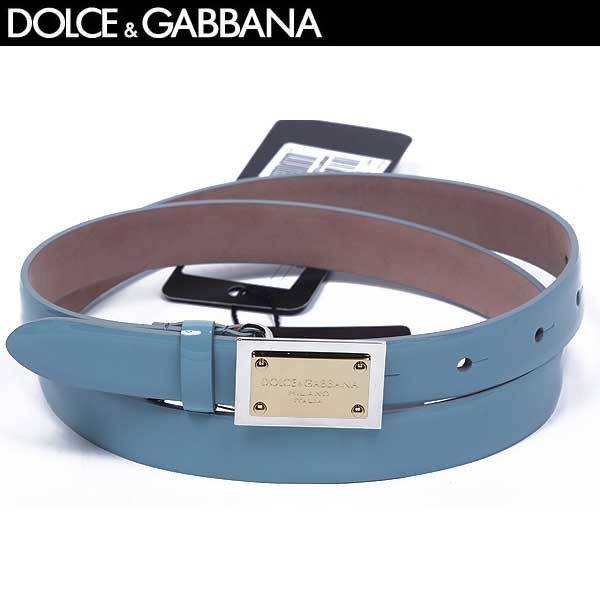 ドルガバ ベルト（レディース） ドルチェ＆ガッバーナ DOLCE&GABBANAドルガバ レディース 小物 ベルト エナメルレザーベルト ドルガバロゴゴールドプレートバックルベルト ユニセックス可 ライトブルー 水色 BE0795 A1471 80668 AZZURRO 14S (R40900)【送料無料】【smtb-TK】