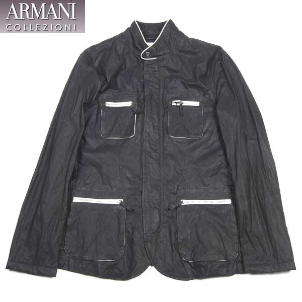 アルマーニコレッツォーニ ARMANI COLLEZIONI メンズ アウター ジャケット マルチポケット付ラムレザージャケット スタンドカラーNCG26W NCW21 999 14S (R80700) 【送料無料】【smtb-TK】