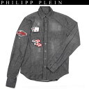フィリッププレイン PHILIPP PLEIN メンズ トップス シャツ 長袖 ロゴ トランプ/カジノロゴワッペン付デニムシャツ