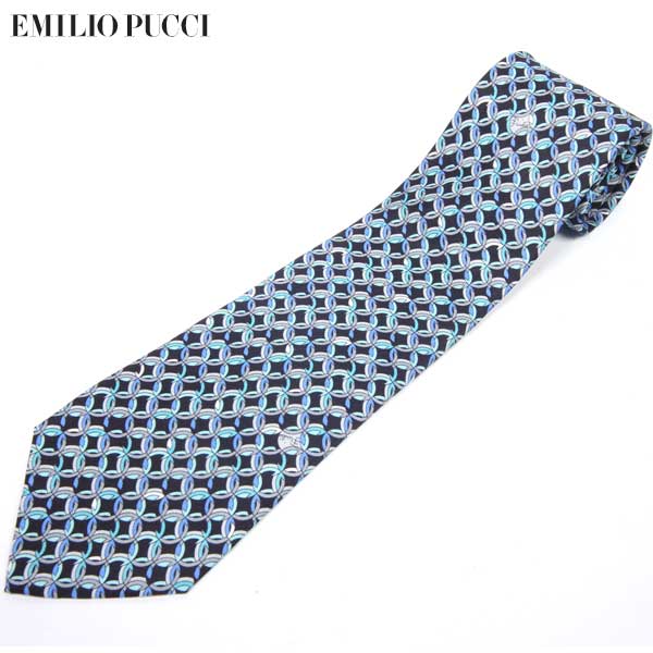 乐天商城 - エミリオ プッチ Emilio Pucci メンズ 小物 ネクタイ プッチ柄 幾何学模様マルチプリントネクタイ ブルー 青 YA14S (R19440)【送料無料】【smtb-TK】