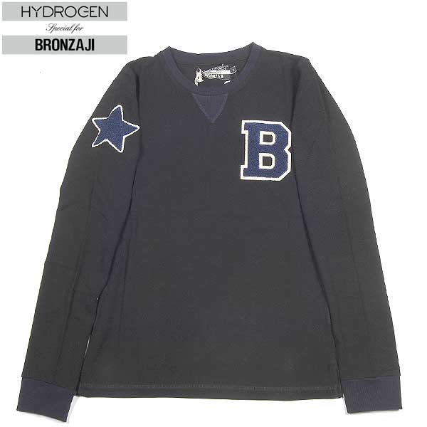 ハイドロゲン HYDROGEN レディース トップス カットソー ロンT Vガゼット マルチワッペン付きクルーネックロングスリーブTシャツ ブラック/ネイビー 159008 007 BLACK 14A (R16420)【送料無料】【smtb-TK】