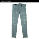 ディースクエアード DSQUARED2 レディース パンツ ボトムス デニム クラッシュ加工・ベルトループ装飾デザイン付きスキニーデニム グリーン S75LA0...