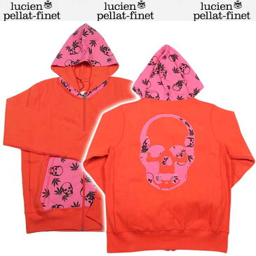 ルシアンペラフィネ lucien pellat-finet レディース バンダナフード ジップアップ パーカー EVF1681 LAMP ORANGE/FLUO PINK 14A (R293760)【送料無料】【smtb-TK】