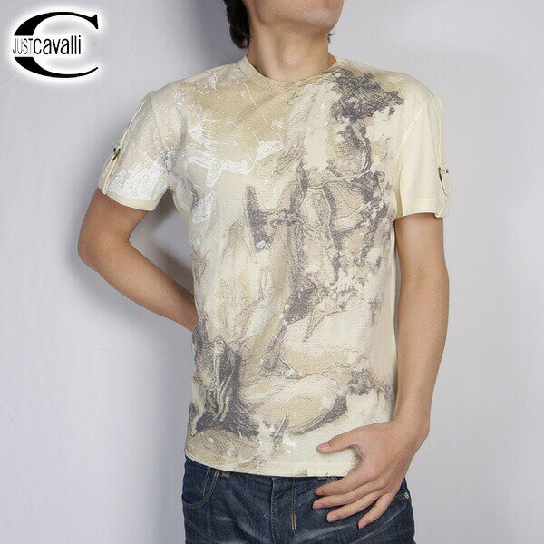 樂天商城 - ジャストカバリ JUST Cavalli 大理石模様 半袖 Tシャツ RO2779-82644 ベージュ 【送料無料】【smtb-TK】