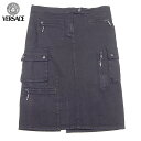 ヴェルサーチ VERSACE ジーンズ JEANS レディース ショート丈 スカート カーゴ ブラック GY7300 20911 900 (R42220)【送料...