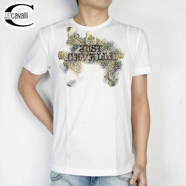樂天商城 - ジャストカバリ JUST Cavalli メンズ トップス 半袖Tシャツ クルーネック半袖プリントTシャツ ホワイト 白 RO2762 (R39900) 【送料無料】【smtb-TK】