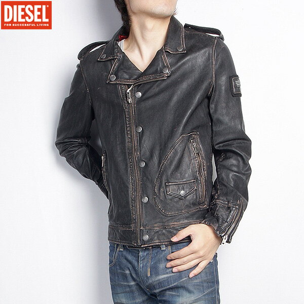 ディーゼル ライダースジャケット メンズ ディーゼル DIESEL メンズ アウター ジャケット レザー ジャケット ロゴ 色ムラ/ダメージ加工・ライダースジャケット 00CNKF 00HUV 900 LUFRED GIACCA (R128000)【送料無料】【smtb-TK】