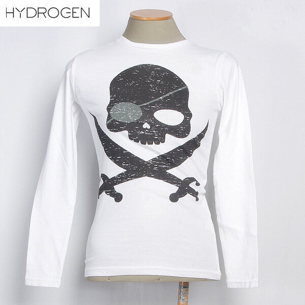 ハイドロゲン HYDROGEN レディース トップス インナー カットソー ロングTシャツ ロンT 長袖 パイレーツスカルロゴ ホワイト 白 0B41040F1 BIG LOGO 12A