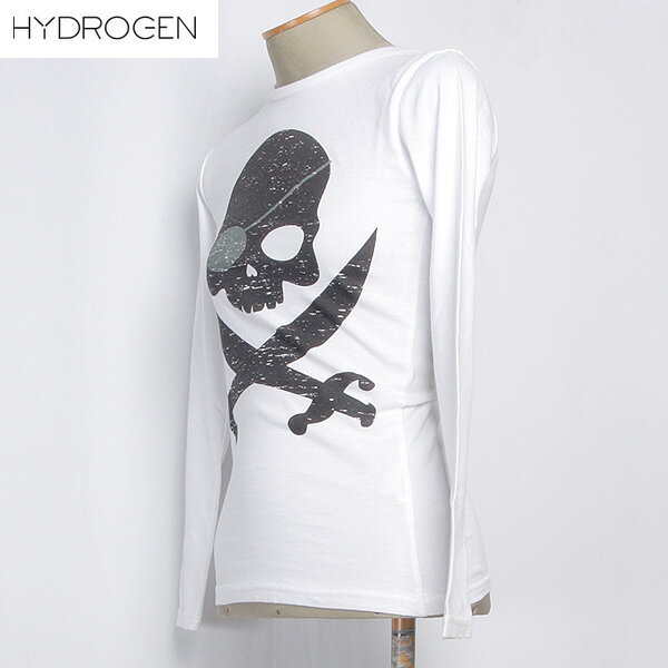 ハイドロゲン HYDROGEN レディース トップス インナー カットソー ロングTシャツ ロンT 長袖 パイレーツスカルロゴ ホワイト 白 0B41040F1 BIG LOGO 12A