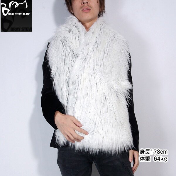 ブレイスティーブアラン BRAY STEVE ALAN メンズ ストール マフラー ショール ファーストール ファーマフラー ユニセックス可 ホワイト 白 21M8009 (R20400/R21667) 【送料無料】【smtb-TK】