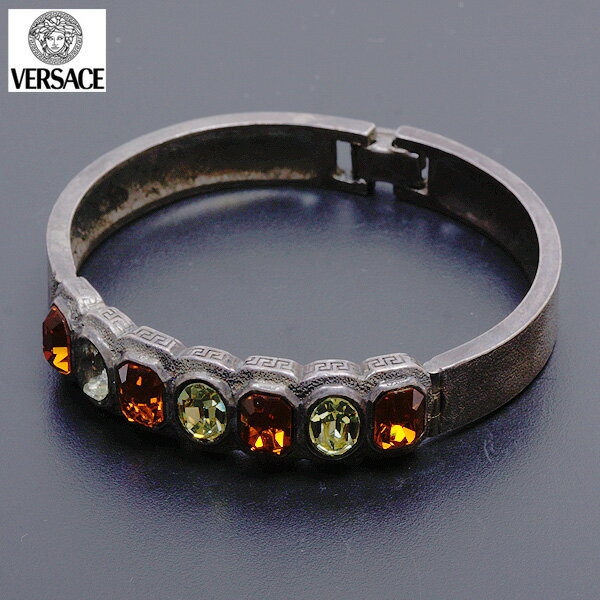 ヴェルサーチ VERSACE レディース ブレスレット バングル アンティーク グレカ BR26SX 3377A 大粒ラインストーン キラキラ✨...