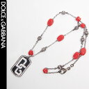 ドルチェ&ガッバーナ DOLCE&GABBANA メンズ 小物 アクセサリー ネックレス ロゴ ユニセックス可 ドッグタグ・ラインストーン装飾デザイン・ネックレス シルバー/レッド FN059A GAARG R0016 (R55800) 【送料無料】【smtb-TK】