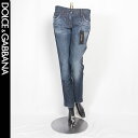 ドルチェ&ガッバーナ DOLCE&GABBANA レディース パンツ ボトムス デニム ジーンズ テーパードクラッシュ加工スキニーデニム インディゴブルー 青 ...