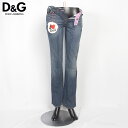 ドルチェ&ガッバーナ DOLCE&GABBANA レディース パンツ ボトムス デニム クラッシュ加工・ILOVE D&Gロゴレザーパッチ付ブーツカットデニム ...
