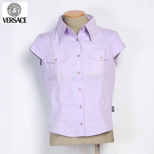 ヴェルサーチジーンズ VERSACE JEANS レディース トップス カジュアルシャツ 半袖シャツ レギュラーカラー半袖サファリシャツ パープル 紫 FV6685 03270 634 (R19800)【送料無料】【smtb-TK】