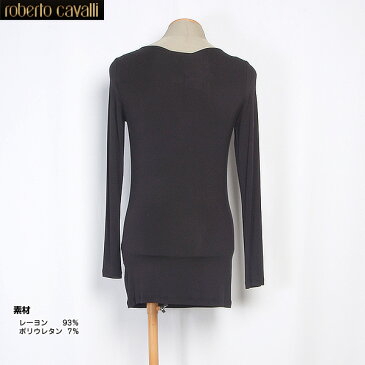 【サイズ40-M/11号】クラスロベルトカバリ Class Roberto Cavalli レディース スタッズ ラインストーン デコレーション Tシャツ ワンピース 10|CD 551 T-SHIRT JERSEY ブラック/シルバー (R42325)【送料無料】【smtb-TK】