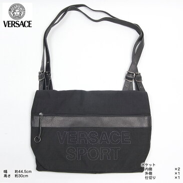 ヴェルサーチスポーツ VERSACE SPORT グッズ メッセンジャー　鞄　軽量　カバン　かばん ショルダーバッグ　VERSACEロゴ入り　マザーバッグ　ママバッグ 33266 113429 002 ブラック 黒 (R26328)【送料無料】【smtb-TK】