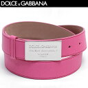 ドルチェ&ガッバーナ DOLCE&GABBANA メンズ 小物 ベルト ロゴ ユニセックス可 カーフレザー使用・メタルロゴバックル付レザーベルト ピンク BE0...