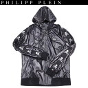 フィリッププレイン PHILIPP PLEIN メンズ トップス パーカー フーディー ロゴ 光沢デザイン チェスト部分ロゴプレート スリーブ部分スカルライン付きジップアップパーカー ブラック PPH 12M3612 12S (R82800)【送料無料】【smtb-TK】