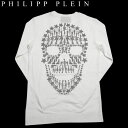 フィリッププレイン PHILIPP PLEIN メンズ トップス ロンT 長袖 ロゴ チェスト部分メタルロゴプレート・バック銃/星柄スカルロゴプリント付ロングTシャツ Pullover gunskull ホワイト PPH 12M1110 12S【送料無料】【smtb-TK】