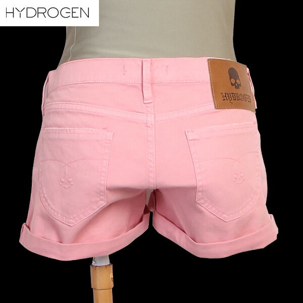 Rakuten - ハイドロゲン HYDROGEN レディース ボトムス パンツ ショートパンツ ショーツ 5ポケットショーツ バックポケットスカルロゴ レザーパッチ ピンク 103106 (R21800) 12S【送料無料】【smtb-TK】