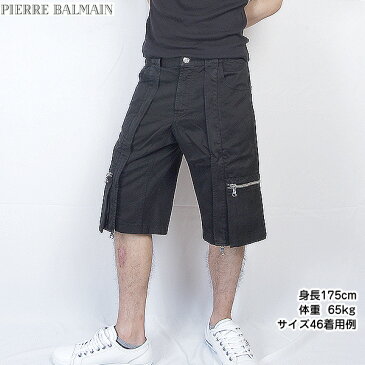 ピエールバルマン Pierre Balmain メンズ バミューダスタイル ハーフカーゴパンツ 4M2155 72053 900 ブラック 黒 (R52800) 【送料無料】【smtb-TK】