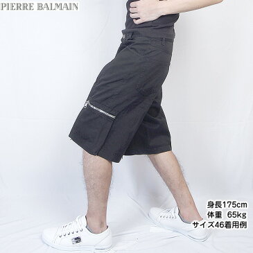 ピエールバルマン Pierre Balmain メンズ バミューダスタイル ハーフカーゴパンツ 4M2155 72053 900 ブラック 黒 (R52800) 【送料無料】【smtb-TK】