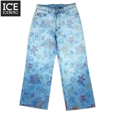 アイスバーグ ICEBERG レディース ボトムス パンツ デニム ジーンズ クロップドデニム 七分丈 フラワープリント 花柄 ライトブルー 水色 12A【送料無料】【smtb-TK】