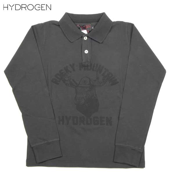 ハイドロゲン HYDROGEN キッズ 子供服 トップス 長袖ポロシャツ プリントロゴ入り長袖ポロシャツ ブラック 黒 152024 007 14A【送料無料】【smtb-TK】