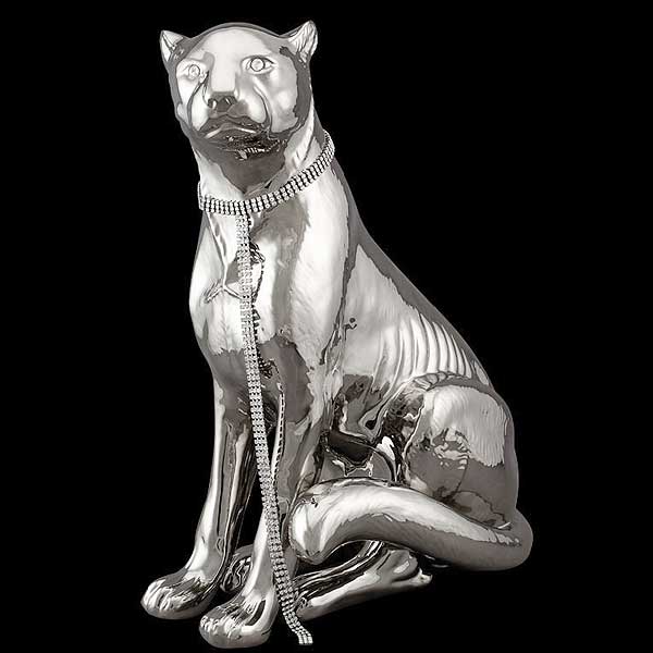 アウラ AHURA ヒョウのオブジェ シルバー 左向き スワロフスキークリスタル付 SR1586CS/P (R263520) 【送料無料】【smtb-TK】