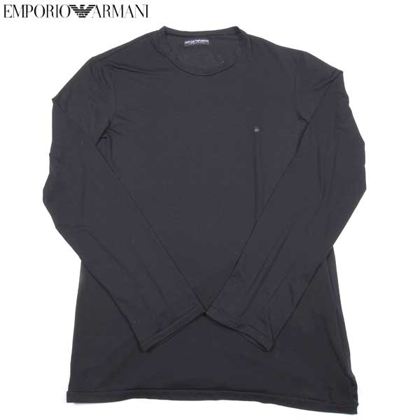 エンポリオアルマーニ EMPORIO ARMANI メンズ トップス ロンT 長袖 ロゴ チェスト部分スモールイーグルロゴ付ロングTシャツ ブラック 110023 8W521 00020 8A (R15800)