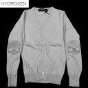 ハイドロゲン HYDROGEN メンズ キッズ 子供服 ロゴ ユニセックス可 カシミヤ混・エルボーパッチスカルロゴワッペン付ニットカーディガン ライトグレー 1...
