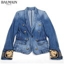 バルマン BALMAIN メンズ アウター ジャケット デニムジャケット BALMAINコンチョボタン・袖口刺繍入りデニムテーラードジャケット ネイビーブルー ...