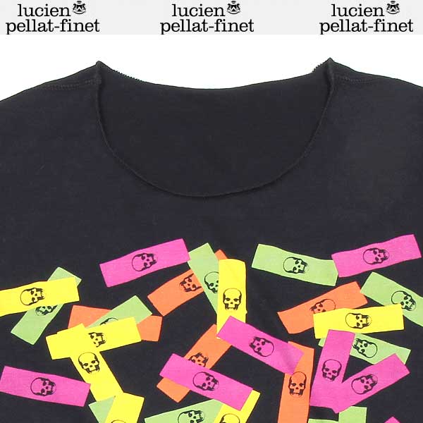 ルシアン ペラフィネ lucien pellat-finet メンズ トップス Tシャツ 半袖 ロゴ マルチカラー/ランダムスカルロゴプリントTシャツ EVH 1604 BLACK/STICKERS PRINT 15S (R77800)【送料無料】【smtb-TK】