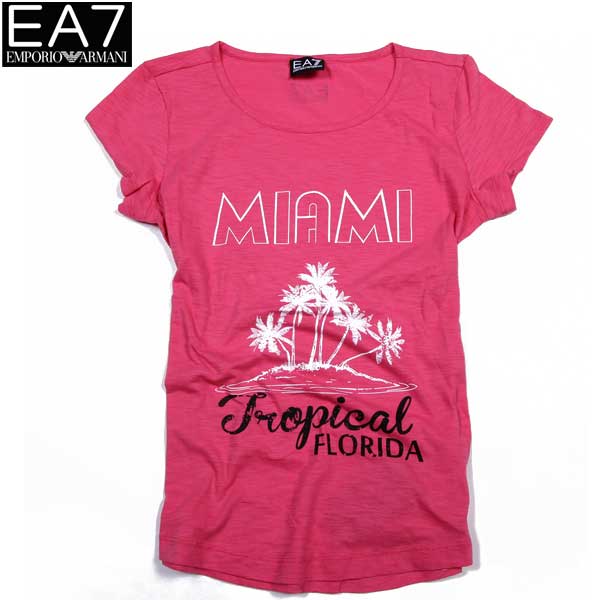 エンポリオアルマーニ EMPORIO ARMANI レディース トップス Tシャツ 半袖 ロゴ MIAMI アイランドロゴプリント付Tシャツ ピンク 色違い(ブラック/ホワイト)あり 283784 5P207 00873 BLUSH PI 15S (R11000)