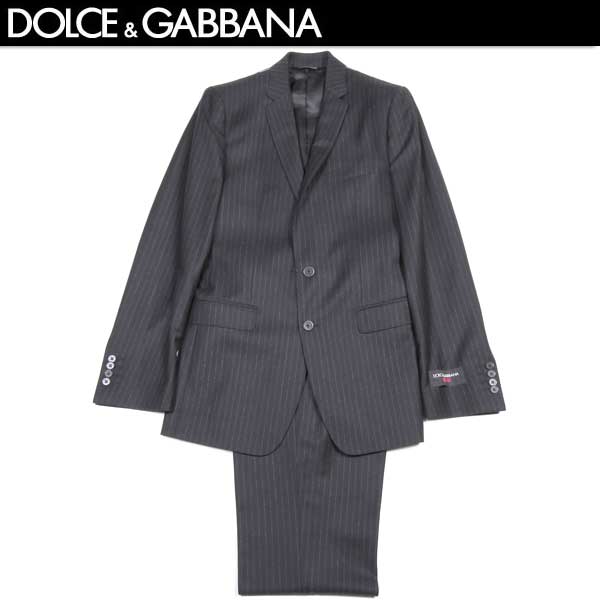 ドルチェ&ガッバーナ DOLCE&GABBANA MARTINI ドルガバ メンズ スーツ セットアップ ノッチドラペルシングル二つボタンチョークストライプスーツ チャコールグレー G1BIMT FR2ND S8052 GB11A 【送料無料】【smtb-TK】
