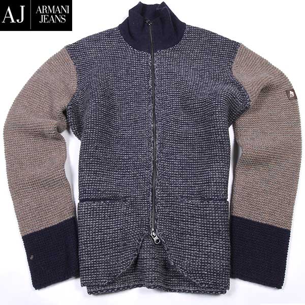 アルマーニ アルマーニジーンズ ARMANI JEANS メンズ アウター ジャケット ロゴ AJロゴ刻印ジップ・アーム部分ロゴ刺繍付きニットジップアップジャケット マルチカラー B6W05 UH KV 15A (R62800) 【送料無料】【smtb-TK】