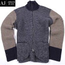 アルマーニジーンズ ARMANI JEANS メンズ アウター ジャケット ロゴ AJロゴ刻印ジップ・アーム部分ロゴ刺繍付きニットジップアップジャケット マルチ...
