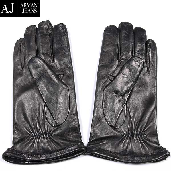 アルマーニジーンズ ARMANI JEANS メンズ 小物 グローブ 手袋 AJロゴ入りイタリア製シープスキングローブ ブラック 黒 B6408 D1 12 15A 【送料無料】【smtb-TK】