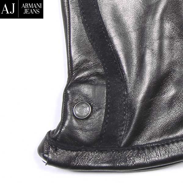 アルマーニジーンズ ARMANI JEANS メンズ 小物 グローブ 手袋 AJロゴ入りイタリア製シープスキングローブ ブラック 黒 B6408 D1 12 15A 【送料無料】【smtb-TK】