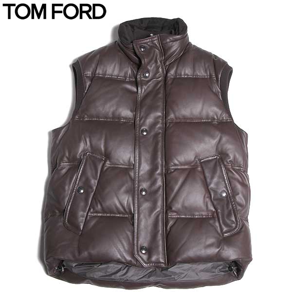 トムフォード TOM FORD メンズ アウター ダウン ベスト ジャケット 本革100%・レザーダウンベスト ブラウン TF NO33 BROWN (R250855) 15A【送料無料】 【smtb-TK】