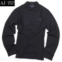 アルマーニジーンズ ARMANI JEANS メンズ トップス ポロシャツ 長袖 イーグル/AJロゴプリント付ポロシャツ ブラック 06M29 HD BK 15A (R17800) 【送料無料】【smtb-TK】