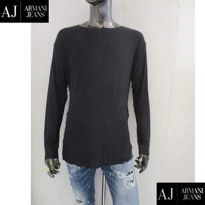 アルマーニジーンズ ARMANI JEANS メンズ トップス ロンT AJロゴ・背中ライン　バ...