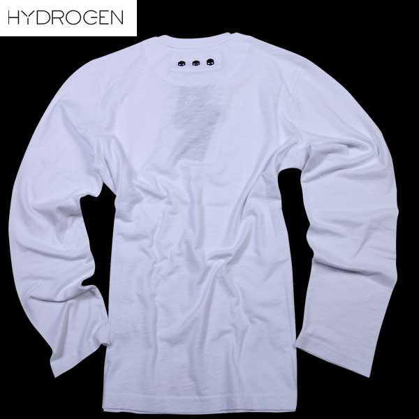 ハイドロゲン HYDROGEN メンズ トップス 長袖 ロンT ロゴ LUXURY SPORTSWEAR バックスカルロゴ刺繍付きVネックロングTシャツ ホワイト 180649 001 DB61S (R20520)