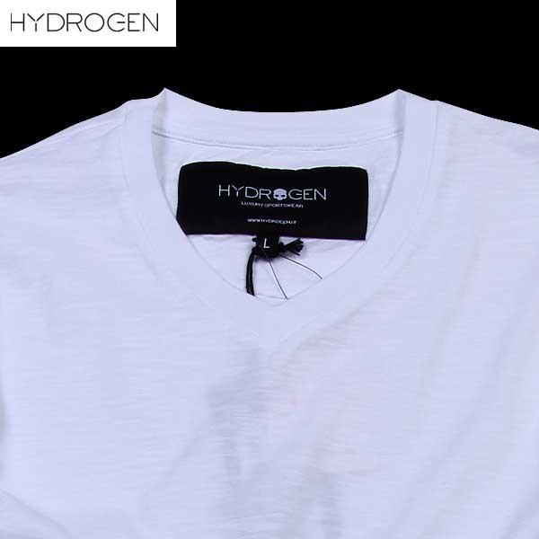 ハイドロゲン HYDROGEN メンズ トップス 長袖 ロンT ロゴ LUXURY SPORTSWEAR バックスカルロゴ刺繍付きVネックロングTシャツ ホワイト 180649 001 DB61S (R20520)